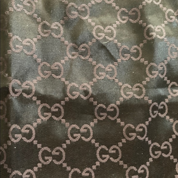 Gucci Brown Satin Monogram Drawstring Bag - Picture 3 of 3